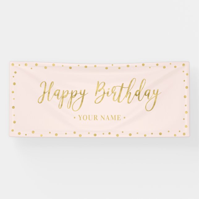 Bannière de fête d'anniversaire Gold & Blush Pink (Horizontal)
