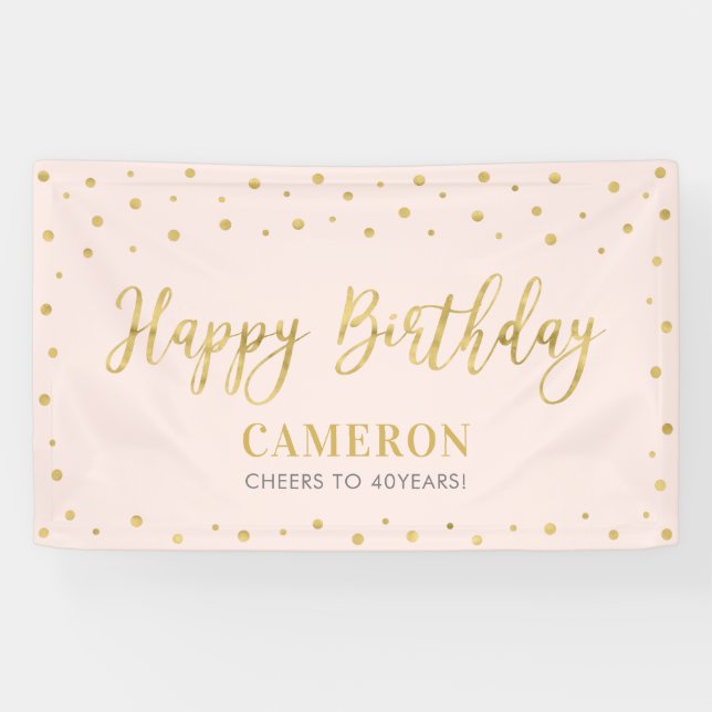 Bannière de fête d'anniversaire Gold & Pink (Horizontal)