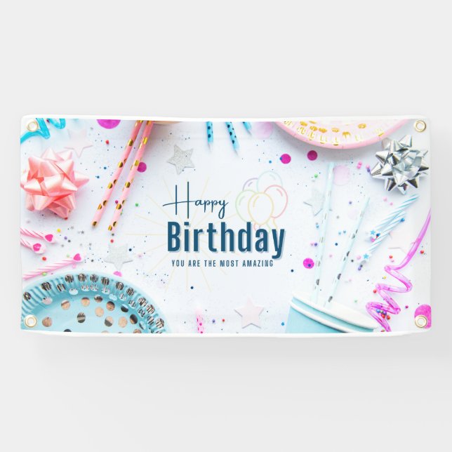 Bannière de fête d'anniversaire heureuse (Horizontal)