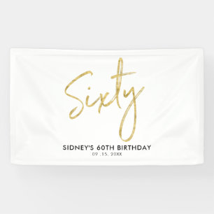 Bannière de fête d'anniversaire moderne or 60 ans