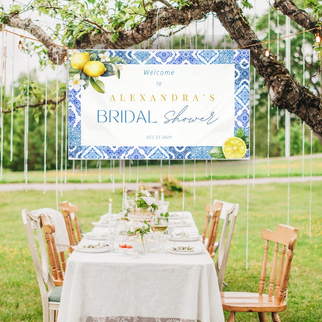 Bannière de Fête des mariées de citron italien méd (Mediterranean Italian Lemon Bridal Shower Banner)