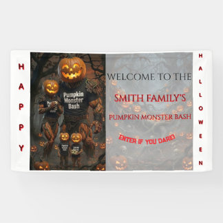 Bannière de fête familiale Halloween Bash du monst
