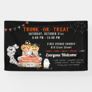 Bannière de fête moderne d'Halloween   Trunk Or Tr