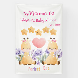 Bannière de fête prénatale pour bébé girafe mignon