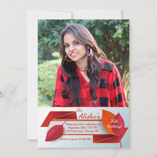 Bannière de feuille rouge Photo Invitation