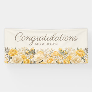 Bannière de fiançailles florale crème jaune