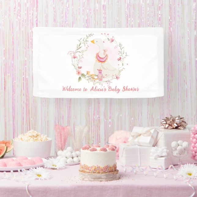 Bannière de fille Baby shower d'oie stupide (Fête)