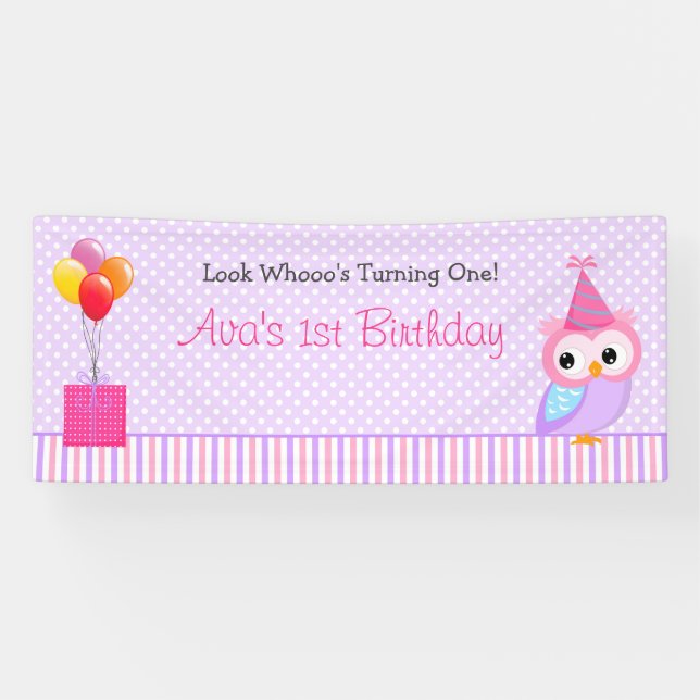 Bannière de fond Owl Backdrop (Fête d'anniversaire (Horizontal)