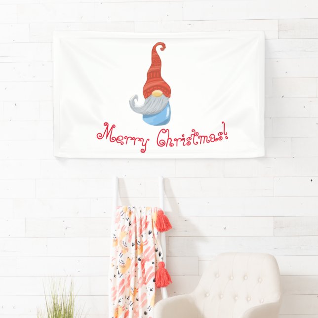 Bannière de gnome drôle de Noël – Festif (En situation)