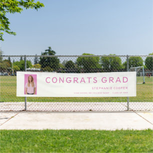 Bannière de Grad Photo Pink Text Graduation