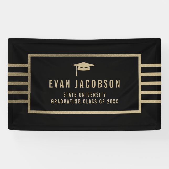 Bannière de graduation couleur modifiable Casquett (Horizontal)