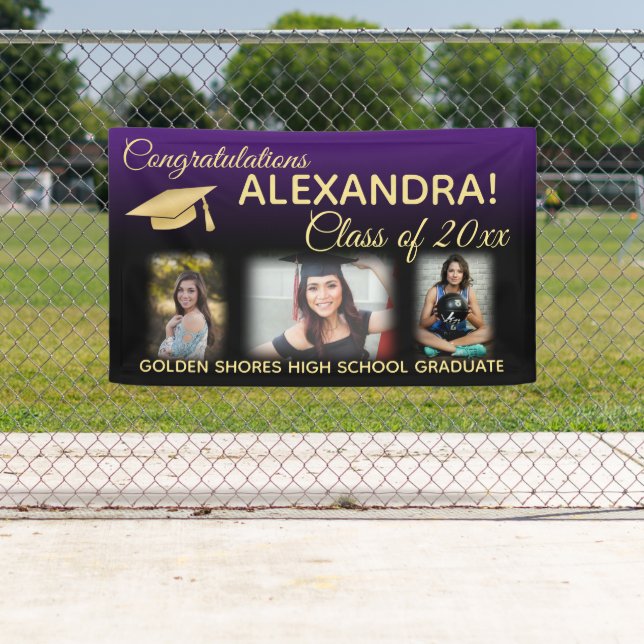 Bannière de graduation photo avec effet filtre vio (En situation)