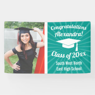 Bannière de graduation photo personnalisée Turqu