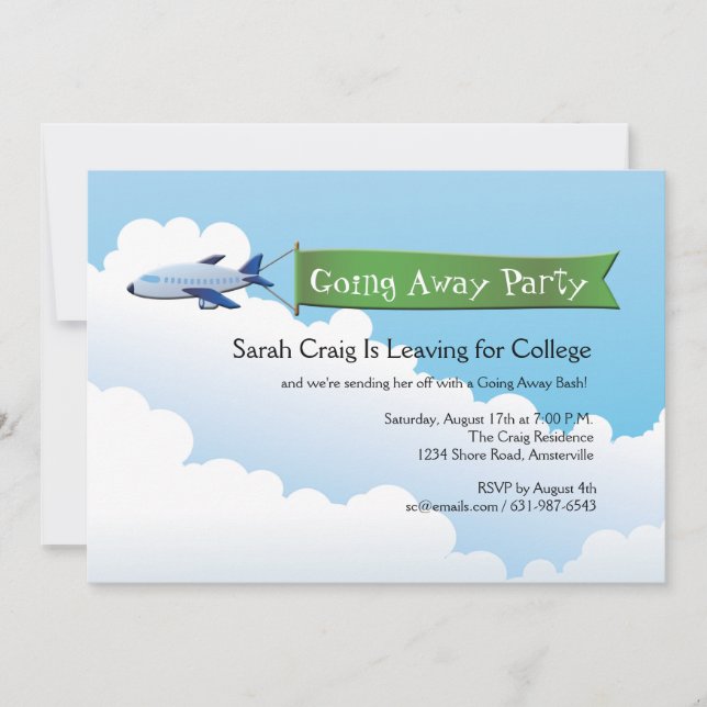 Bannière de Jetliner sur invitation de la fête (Devant)