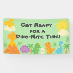 Bannière de joyeux anniversaire de dinosaure de st