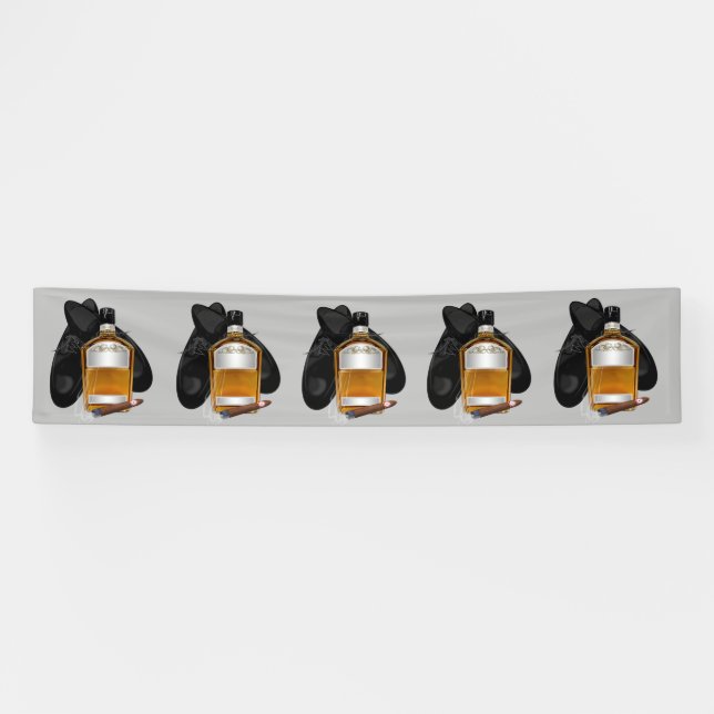 Bannière de joyeux anniversaire Whiskey et Cigare  (Horizontal)