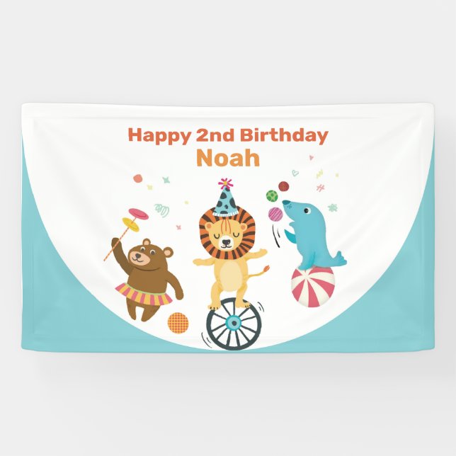 Bannière de la fête Anniversaire de enfant Animaux (Horizontal)