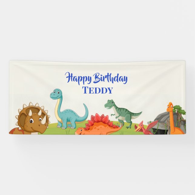 Bannière de la fête d'anniversaire de Dinosaur (Horizontal)
