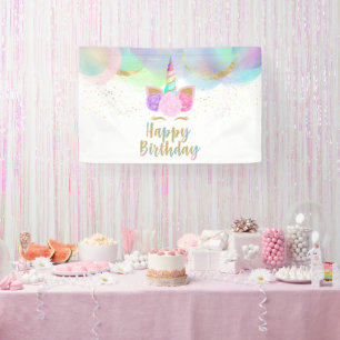 Bannière de la fête d'anniversaire de la licorne
