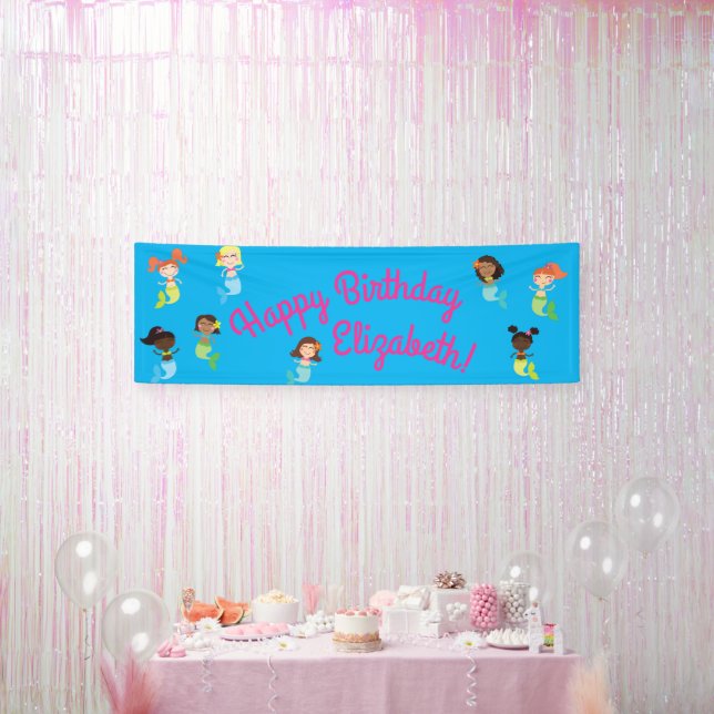 Bannière de la fête d'anniversaire de la sirène (Fête)