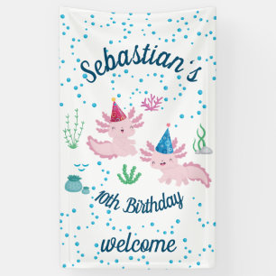 Bannière de la fête d'anniversaire de l'Axolotl bl