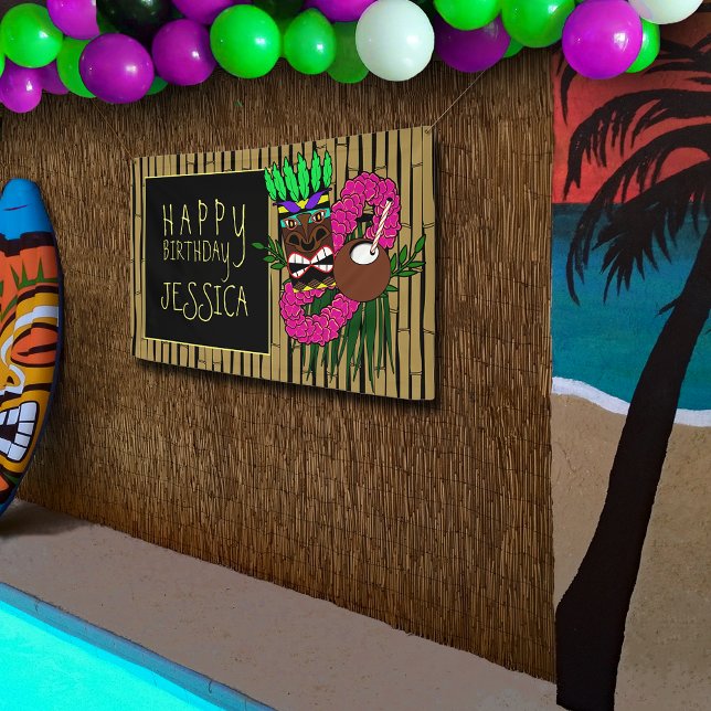 Bannière de la fête d'anniversaire de Luau Nom per (Créateur téléchargé)