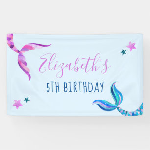 Bannière de la fête d'anniversaire de Mermaid