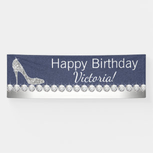 Bannière de la fête d'anniversaire Denim et Diamon