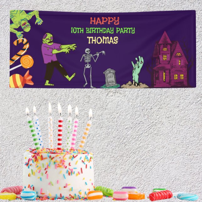Bannière de la fête d'anniversaire des enfants Zom (Zombie Birthday Kids Party Banner)
