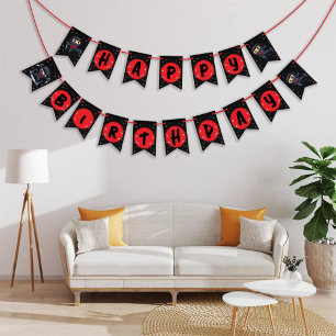 Bannière de la fête d'anniversaire du Ninja noir