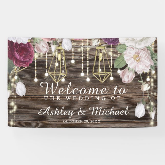 Bannière de la fête de bienvenue du Mariage rustiq (Horizontal)