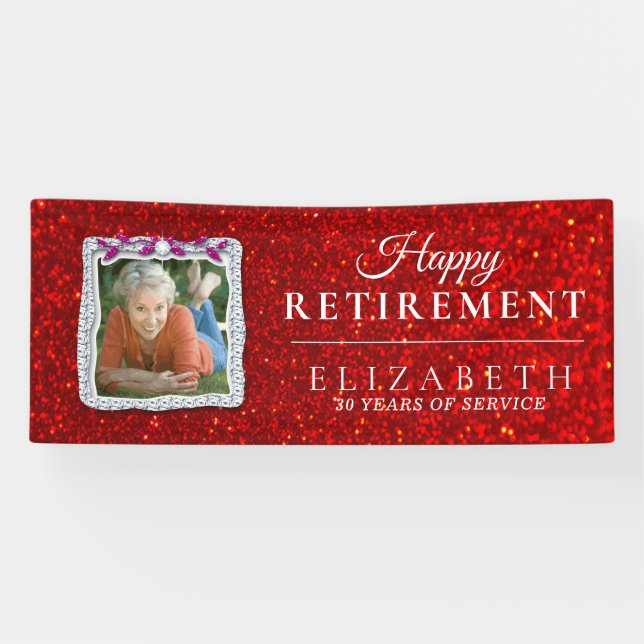Bannière de la fête de retraite à cadre diamant Pa (Horizontal)
