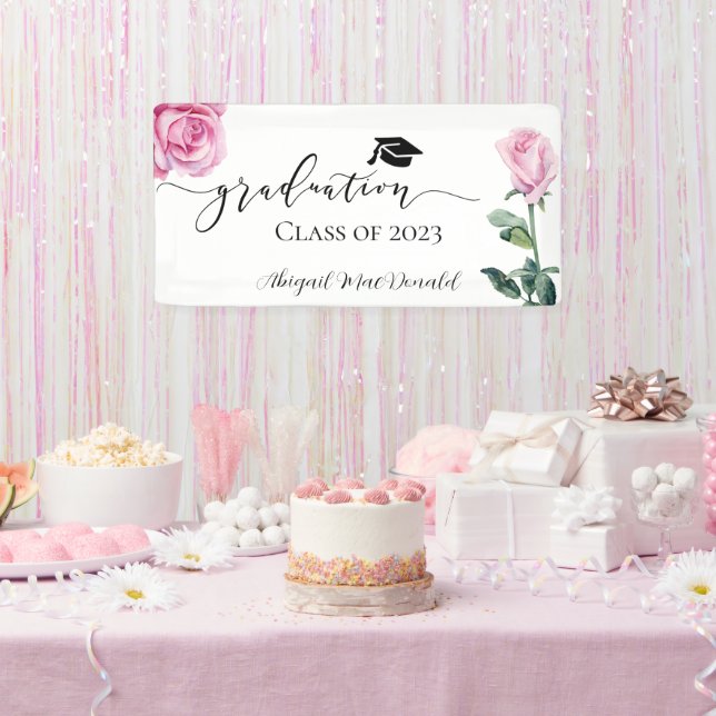 Bannière de la fête des Roses de l'Aquarelle rose (Fête)