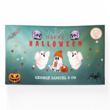 Bannière de la fête d'Halloween personnalisée pour