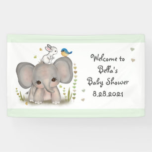 Bannière de la soirée Baby shower des éléphant