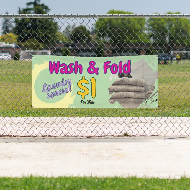 Bannière de lavage et pliage (En situation)