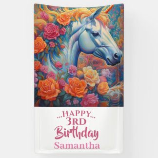 Bannière de licorne magique florale