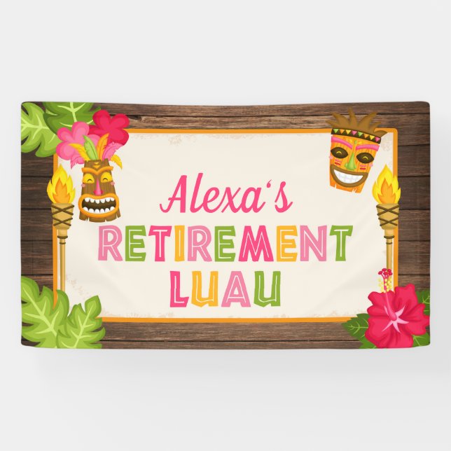 Bannière de Luau de retraite - rose (Horizontal)