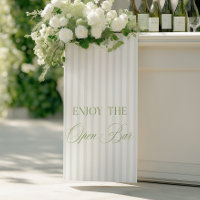 Bannière de mariage avec bar ouvert à rayures vert