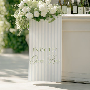 Bannière de mariage avec bar ouvert à rayures vert