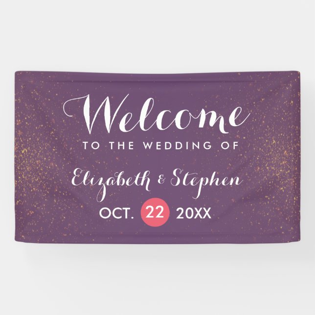 Bannière de Mariage chic violet et Parties scintil (Horizontal)