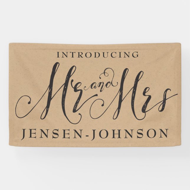 Bannière de Mariage de typographie cursive Mr & Mr (Horizontal)