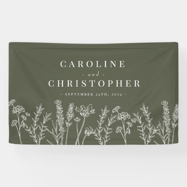Bannière de Mariage Fleur sauvage orange brûlé (Horizontal)