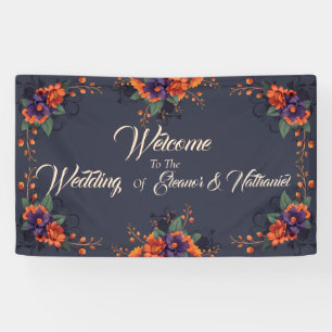 Bannière de mariage florale gothique élégante 3D