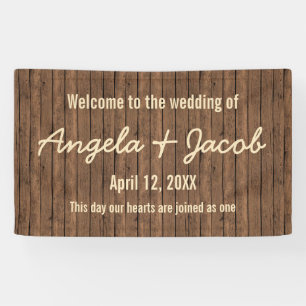 Bannière de Mariage personnalisée en bois rustique