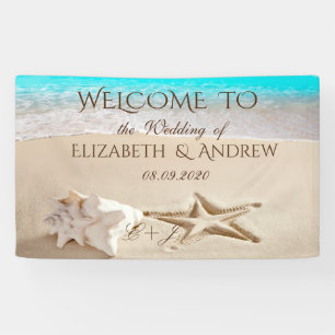 Bannière de mariage Plage Tropicale, Étoile de Mer