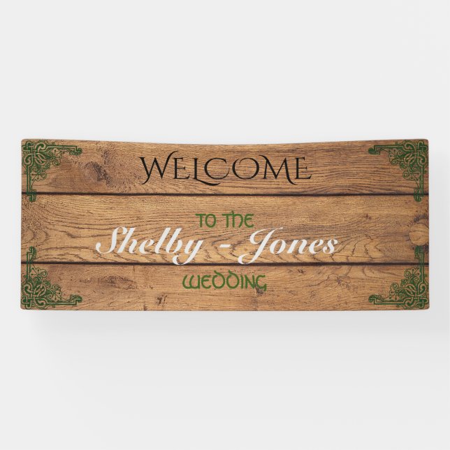 Bannière de Mariage rustique Celtique Claddagh (Horizontal)
