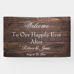 Bannière de mariage unique rustique et heureux pou