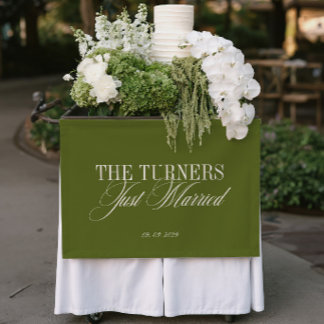 Bannière de mariage vinyle vert olive Just Married