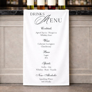 Bannière de menu de boissons de mariage minimal